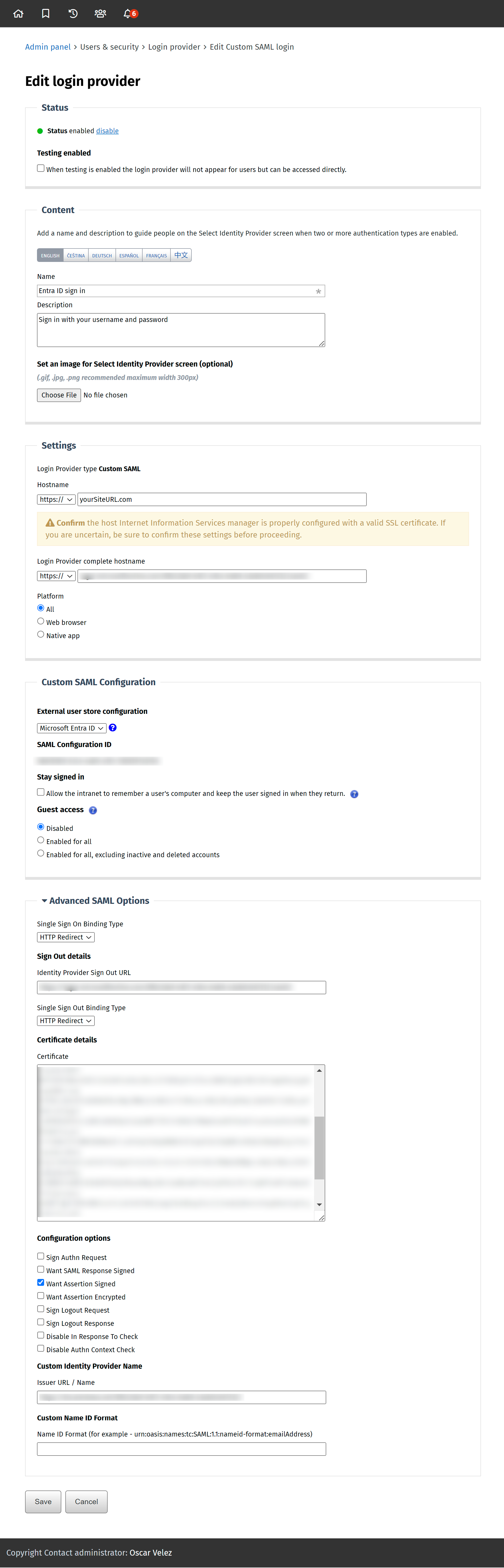 Microsoft Entra ID (Azure AD) - TF external login provider page.png